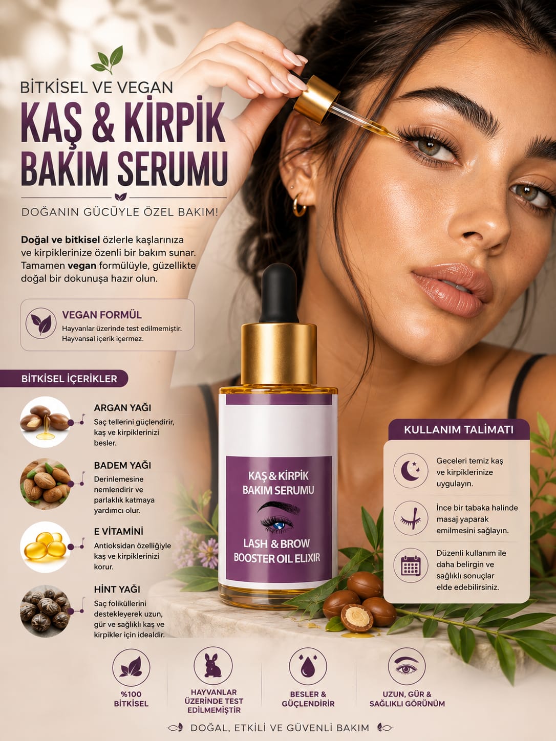 Kaş & Kirpik Bakım Serumu – Besleyici Bitkisel Formül